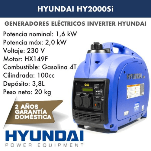 Generador inverter Hyundai 2000W HY2000SI